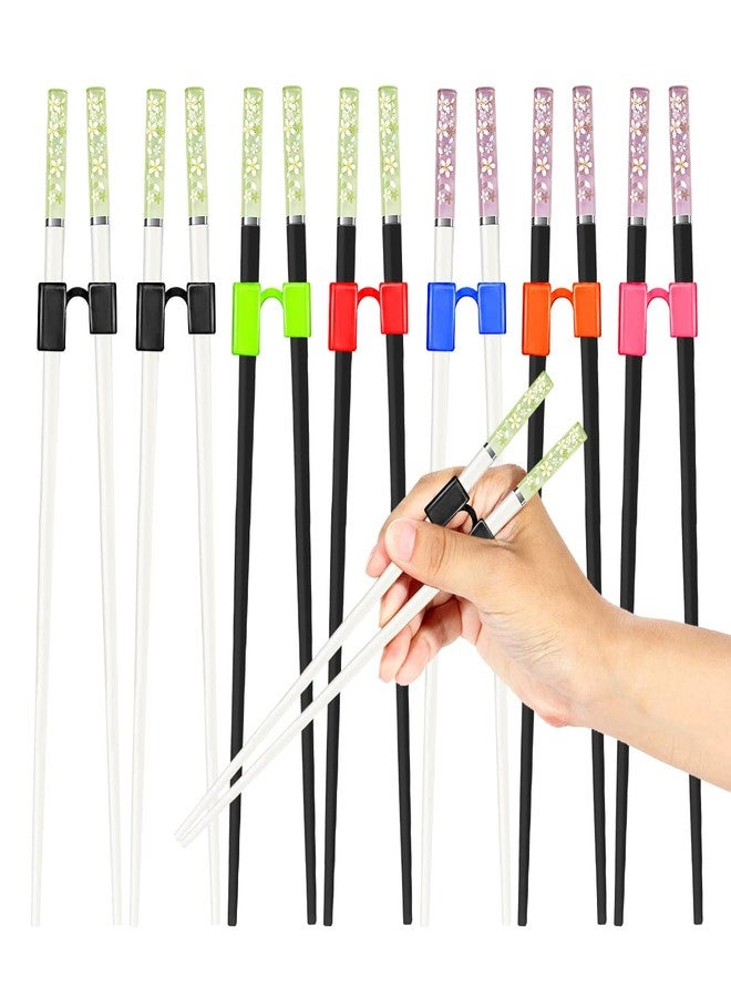 LYART 7 Pairs Reusable Training Chopsticks Helpers for Kids Adults Trainers Beginner and Each Age Learner, Non-Slip and Portable Practice Chopsticks Hinges Connector Set (Amber cherry) - Image 1