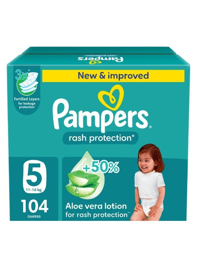 Aloe Vera Taped Diapers Size 5 Mega Box 104 Count