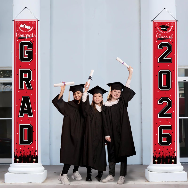 OHOME Graduation Decorations 2026 - Red Congrats Grad Porch Banner for Graduation Party Decorations - Class of 2026 - Party Favors Supplies Backdrop Yard Signs Decor - Image 5