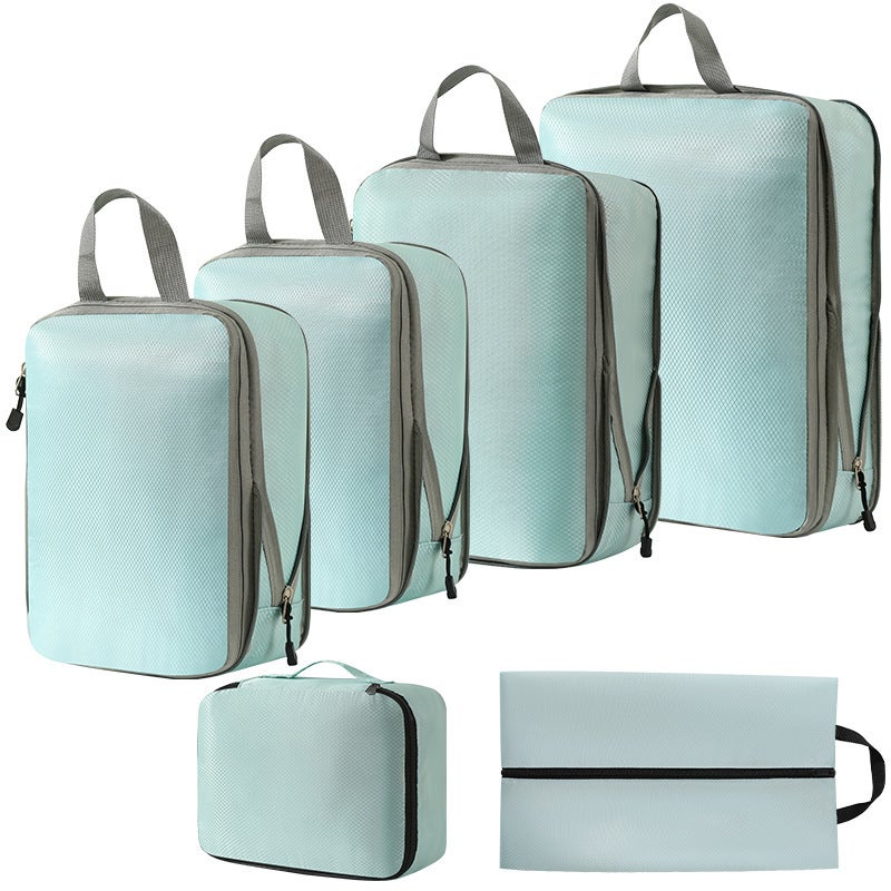 Travel Organizer Packing Cubes LuggageThree-piece set + s + shoe bag + bra bag (South Korea blue six-piece set) Three-piece set + s + shoe bag + bra bag (South Korea blue six-piece set)