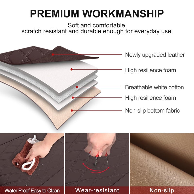 BEITK 2 Pack Leather Front Car Seat Cover Bottom Car Seat, Anti-Slip and Full Wrap Driver Seat Protectors with Storage Pocket, Luxury Waterproof Bottom Auto Seat Cushion Pad Mat for Most Vehicles(Coffee) - Image 3