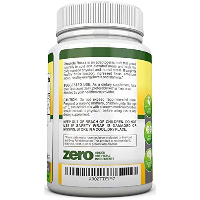 NutriONN Rhodiola Rosea - 500mg - 180 Vegan Capsules - 3% Rosavin 1% Salidroside Extract - Non-GMO - with Black Pepper for Enhanced Absorption - 6 Month Supply - Supplement for Energy & Stamina - Image 5