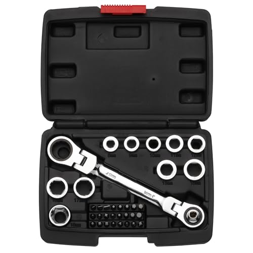 Mayouko 36PCS Flex Head Ratcheting Wrench Set, 72 Tooth Double Box End Wrench 8mm -19mm, 12-in-1 Wrench Set & 24-in-1 Screwdriver Set - Image 1