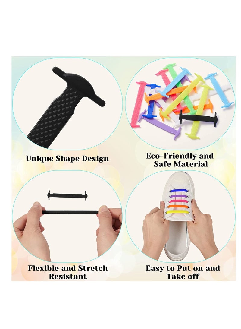 Captaintech No Tie Shoelaces for Kids, Stretch Silicone Elastic Shoe Laces, Lazy Quick Tie Tieless Waterproof Wash-free Shoe Laces for Sneakers Running Shoes, and Casual Shoes - Image 2