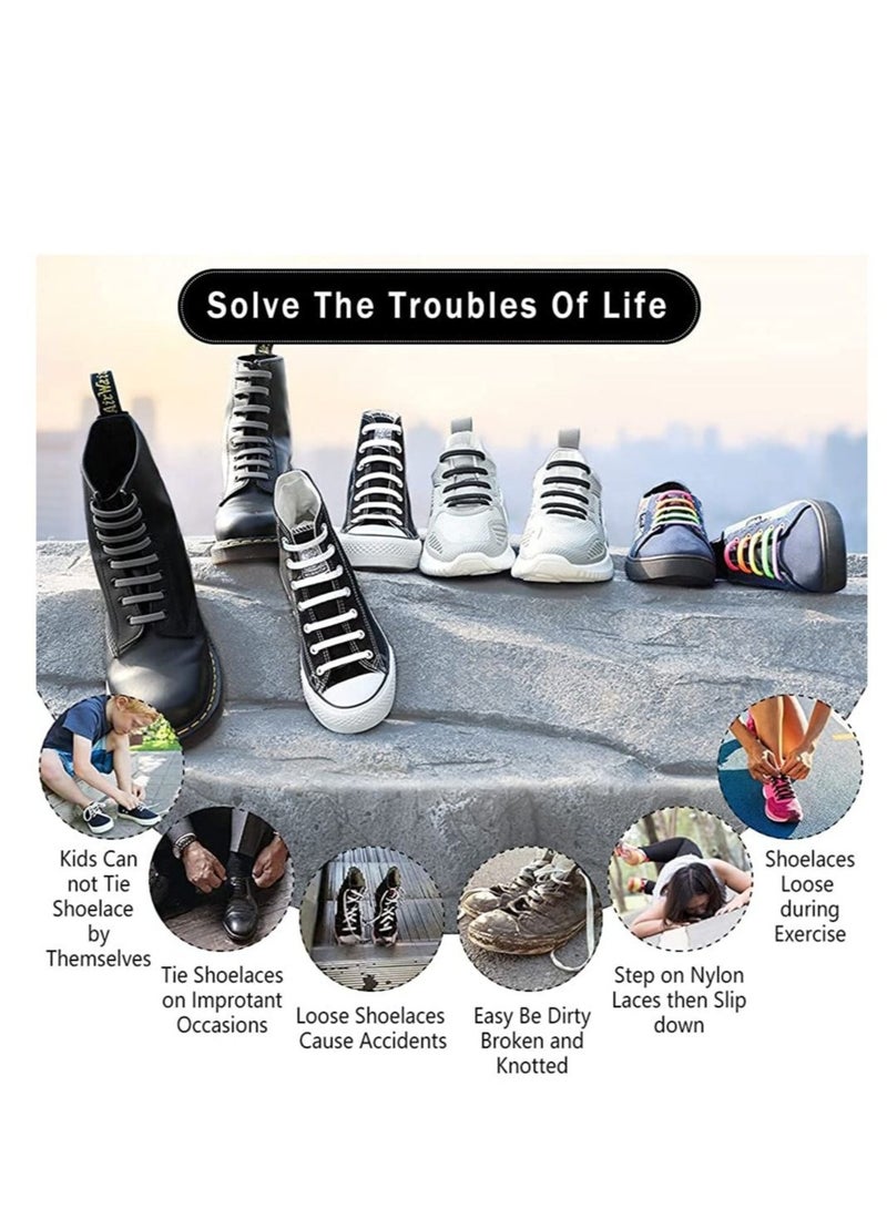 Captaintech No Tie Shoelaces for Kids, Stretch Silicone Elastic Shoe Laces, Lazy Quick Tie Tieless Waterproof Wash-free Shoe Laces for Sneakers Running Shoes, and Casual Shoes - Image 4