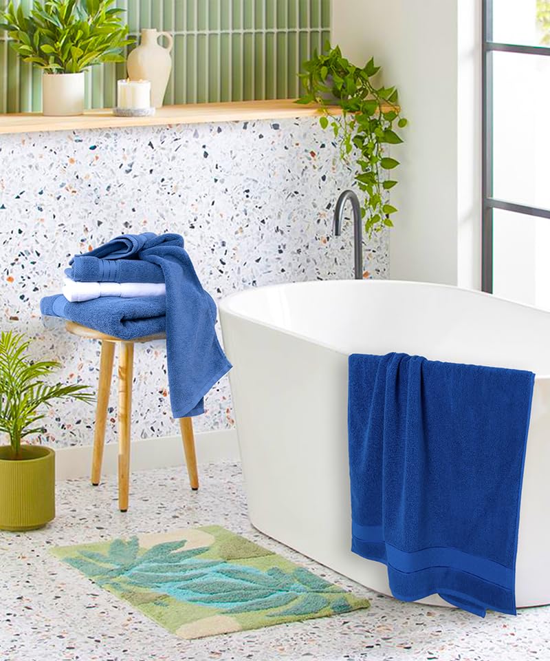 COZYART مناشف حمام زرقاء دافئة مجموعة مناشف حمام كبيرة من المناشف الحمام الكبرى لحمام الحمام مجموعة من 6 مع مناشف 2 من مناشف اليد 2 مناشف غسيل 650 GSM - Image 4