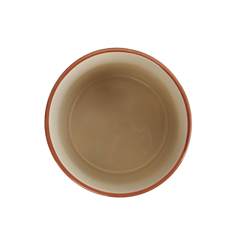 Creative Co-Op Footed Stoneware Planter with Abstract Print, Rust and White - Image 5