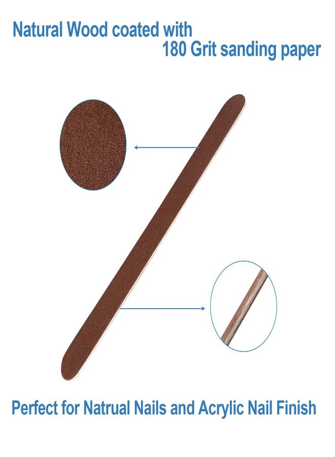 GigaGround 100 Pcs Wooden Nail Files, 7 Inches Emery Board Nail File for Nature Nails, Manicure Tool Set Disposable Nail File for Home Salon Brown - Image 3