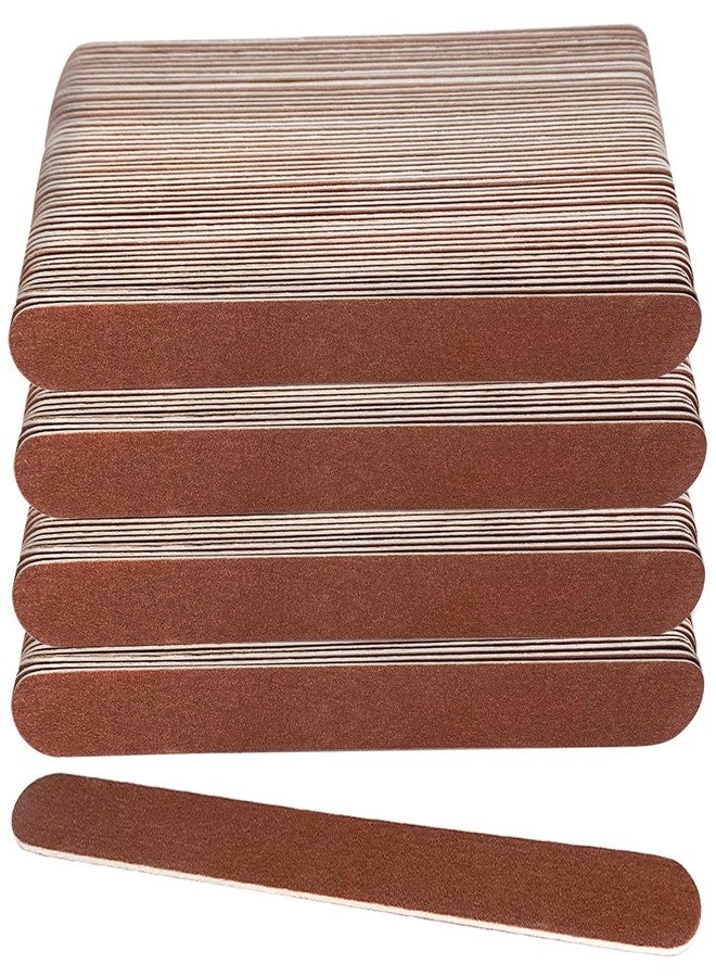 GigaGround 100 Pcs Wooden Nail Files, 7 Inches Emery Board Nail File for Nature Nails, Manicure Tool Set Disposable Nail File for Home Salon Brown - Image 1