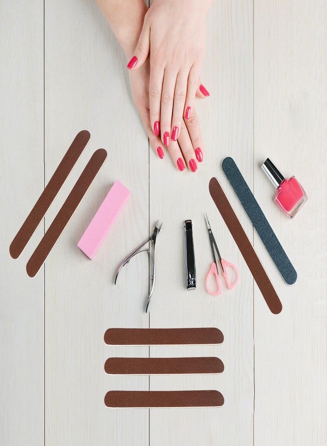 GigaGround 100 Pcs Wooden Nail Files, 7 Inches Emery Board Nail File for Nature Nails, Manicure Tool Set Disposable Nail File for Home Salon Brown - Image 5