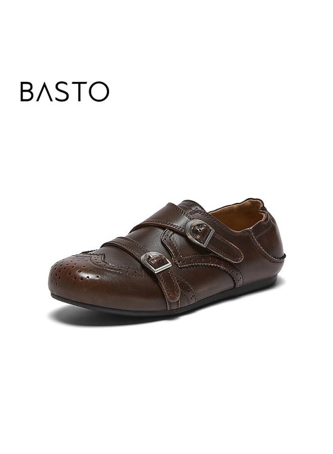 Basto 26 Spring British Style Brogue Oxford Monk Shoes Women's Flats D3836am6 Coffee Color Size 39 - Image 4