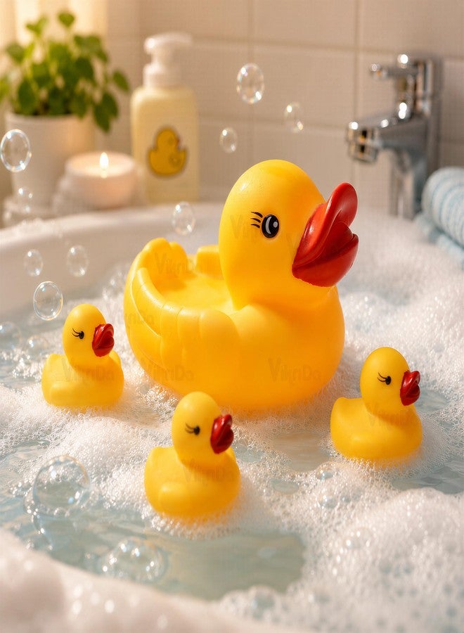 Vikrida Floating Baby Bath Toys for Kids | Chu Chu Sound Non-Toxic Rubber Squeeze Bathing Toys for Toddlers & Babies (Yellow) - Image 1
