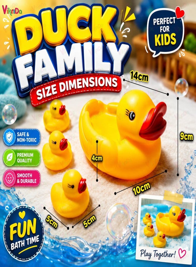 Vikrida Floating Baby Bath Toys for Kids | Chu Chu Sound Non-Toxic Rubber Squeeze Bathing Toys for Toddlers & Babies (Yellow) - Image 3
