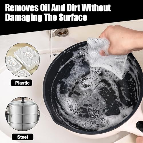 AKRIZA 10Pcs Multifunctional Non Scratch Dish Wash Cloth Double Layered Steel Wire Dishwashing Rags for Wet and Dry Stainless Steel Scrubber for Utensils Kitchen Accessories Items Cleaning Supplies - Image 4