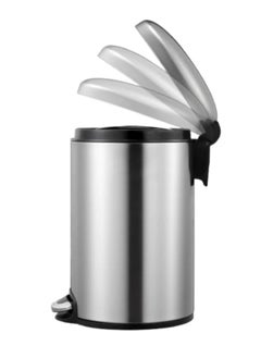 EKO MAGGEY SERIES | Brushed Stainless Steel Finish | Soft-Closing | Fingerprint-Resistant | Deluxe Step Trash Bin | Metallic Grey | Medium | 12L  - Image 4