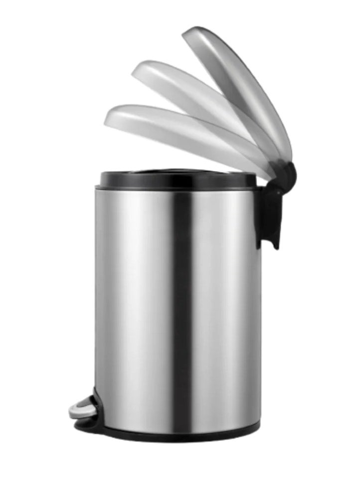 EKO - MAGGEY SERIES | Brushed Stainless Steel Finish | Soft-Closing | Fingerprint-Resistant | Deluxe Step Trash Bin | Metallic Grey | Medium | 12L - Image 1