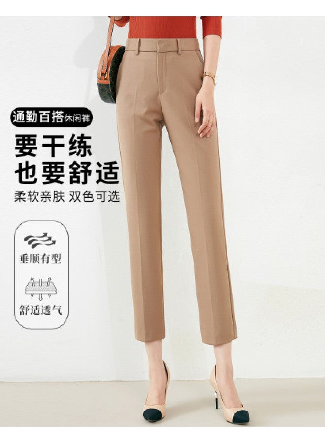 ROMON Women'S Casual Pants For Commuting, Business, Versatile, Slimming, Daily Wear, Straight Leg Cropped Pants For Women - Image 1