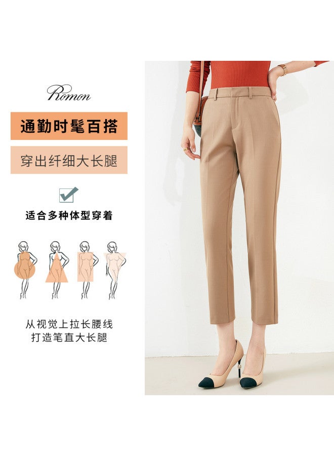 ROMON Women'S Casual Pants For Commuting, Business, Versatile, Slimming, Daily Wear, Straight Leg Cropped Pants For Women - Image 4