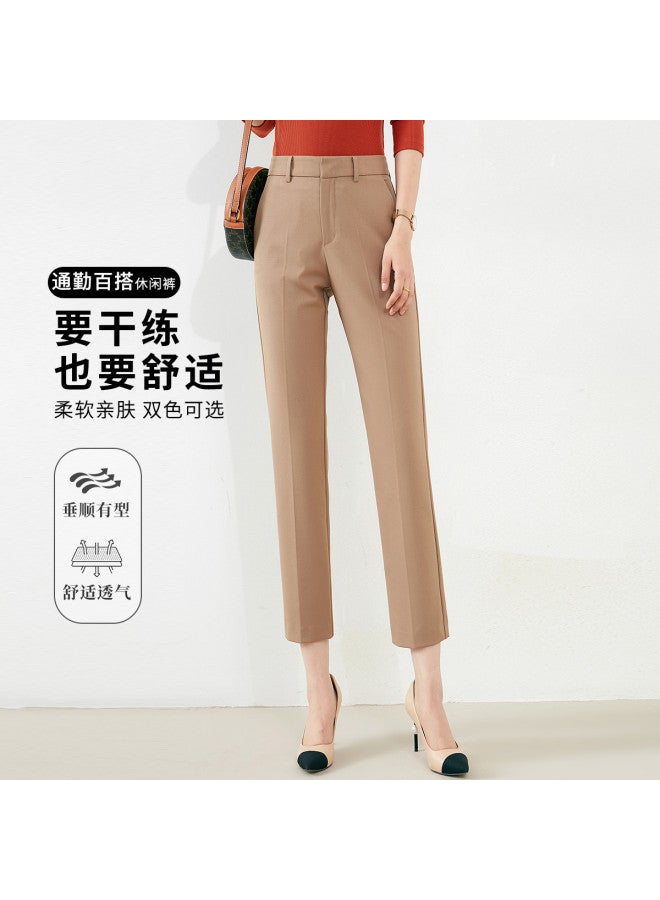ROMON Women'S Casual Pants For Commuting, Business, Versatile, Slimming, Daily Wear, Straight Leg Cropped Pants For Women - Image 2