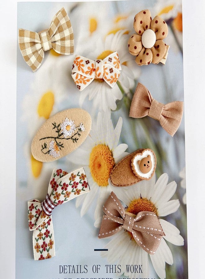 EleMirsa Girl Hair Clips Brown Flower Fabric Snap Hair Clips Fully Lined Alligator Clips Brown Bow Hair Accessories for Little Girl Teens Toddler Kids,20pcs - Image 5