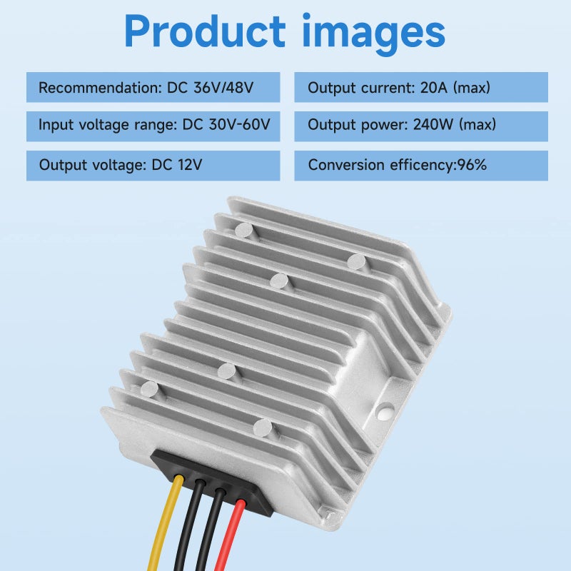 Acridine DC-DC 36V 48V to 12V 20A 240W Step Down Converter Golf Cart Voltage Regulator Reducer Transformer with Fuse Waterproof - Image 2