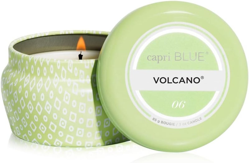 Capri Blue Volcano Scented Mini Tin Jar Candle - Printed Mini Tin Candles for Home Scented with Tropical Fruit & Sugared Citrus - Long Lasting Soy Wax Blend (Iced Matcha Green, 3 oz) - Image 5