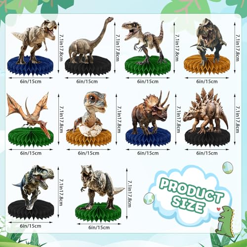 DTOFOOT 10 Pcs Dinosaur Party Decorations Dinosaur Birthday Decorations Dinosaur Centerpieces for Birthday Party 3D Dino Honeycomb Table Decorations Jungle Animal Theme Table Decor For Boys Girls - Image 5