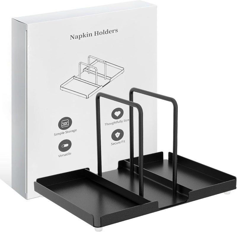 Audmore Napkin Holder for Table, Metal Napkin Holder with Salt and Pepper Shakers Caddy, Standing Paper Napkin Storage for Kitchen Dining Table Decor, Black - Image 4