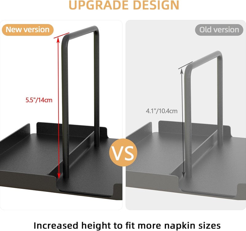 Audmore Napkin Holder for Table, Metal Napkin Holder with Salt and Pepper Shakers Caddy, Standing Paper Napkin Storage for Kitchen Dining Table Decor, Black - Image 2