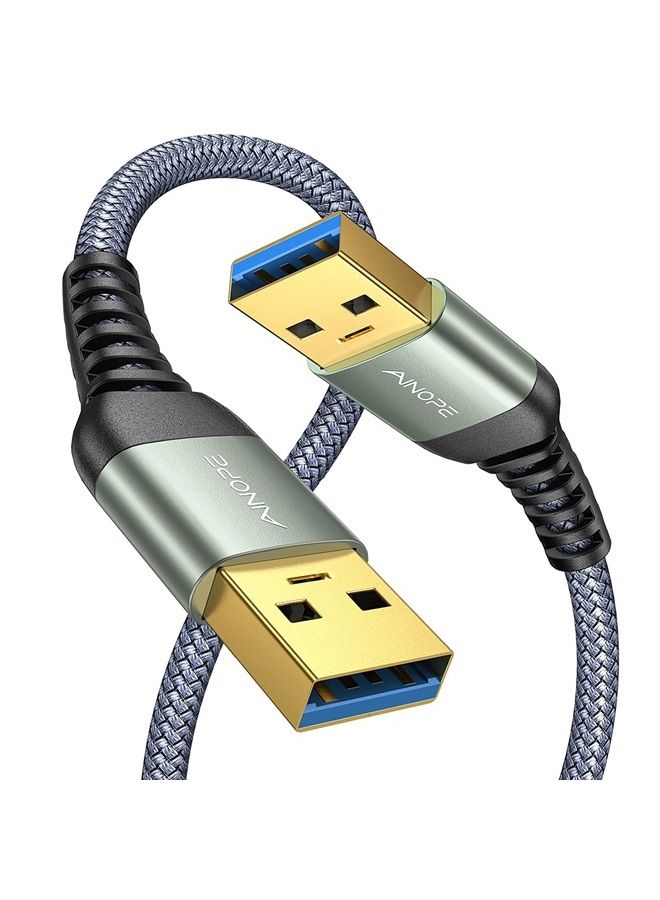 Ainope USB 3.0 A to A Male Cable, [6.6FT] USB Cable [Never Rupture] USB Male to Male Cable Double End USB Cord Compatible with Hard Drive Enclosures, DVD Player, Laptop Cool-Grey - Image 1