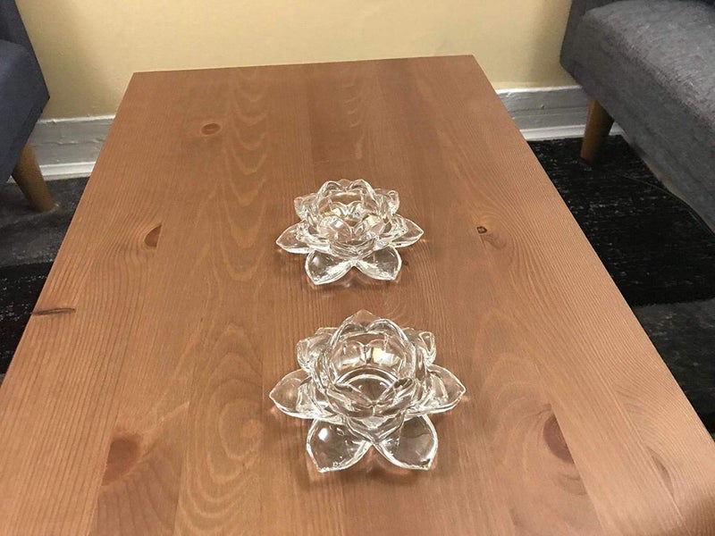 BETLEX Betlex Fancy Crystal Glass Lotus Candle Holders Big White  - Image 4