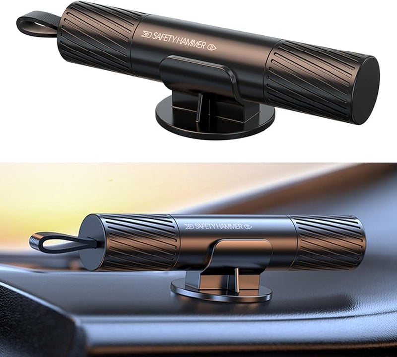 مطرقة هروب سوداء متعددة الأغراض للسيارة مع كاسر الزجاج وقاطع حزام الأمان - Image 3