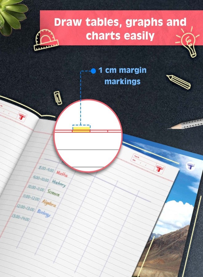 TARGET PUBLICATIONS A4 Size Long Notebooks for Students | Single Line Ruled 140 Pages in Each | Soft Cover, 21 cm x 29.7 cm Approx | GSM 57 | Useful for School, College & Office | Set of 6 | Drass - Image 3