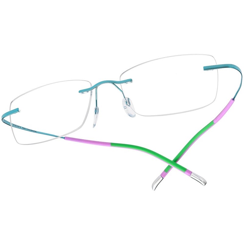 FONEX Titanium Glasses FrameRimless Frameless Optical Eyewear Eyeglasses for Men and Women F85634 85899 Blue - Image 2