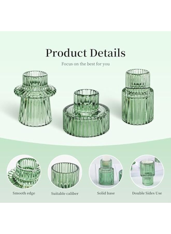 يُسلِّم حاملات شموع زجاجية شفافة، 6 قطع من حاملات شموع الشاي، حامل شموع زجاجي مدبب، حاملات شموع نذرية لقطع مركزية للطاولات وحفلات الزفاف، السبت، الهالوين، ديكور المنزل، عيد الميلاد (أخضر) - Image 4