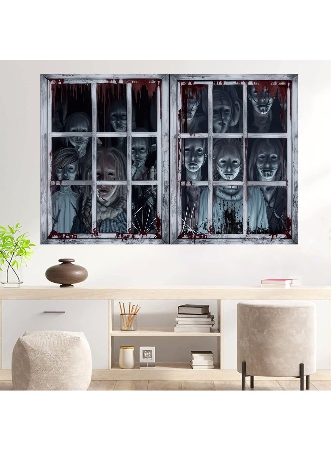 NIBEMINENT Horror Zombie Theme Halloween Window Stickers - PVC Wall Decor