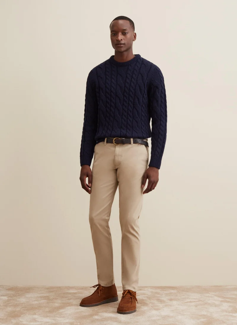 او في اس Cable Knit Crew-Neck Pullover