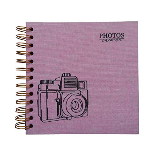 Enyuwlcm Linen Hardcover Small Scrapbook with Black Pages 4 x 6 Handmade Photo Album DIY Album Book Suitable for School Kids Girl 40 Pages Pink - Image 1