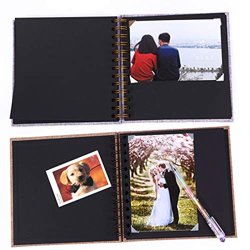 Enyuwlcm Linen Hardcover Small Scrapbook with Black Pages 4 x 6 Handmade Photo Album DIY Album Book Suitable for School Kids Girl 40 Pages Pink - Image 5
