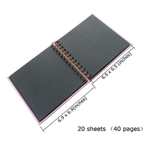 Enyuwlcm Linen Hardcover Small Scrapbook with Black Pages 4 x 6 Handmade Photo Album DIY Album Book Suitable for School Kids Girl 40 Pages Pink - Image 3