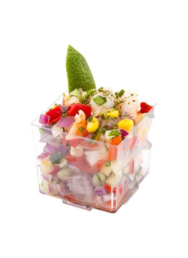 Restaurantware 5 Ounce Mini Dessert Cups, 100 Square Shooters For Desserts - Disposable, Quadrato, Clear Plastic Parfait Cups, Serve Mousse, Puddings, Snacks, Or Samples, For Weddings Or Parties  - Image 2