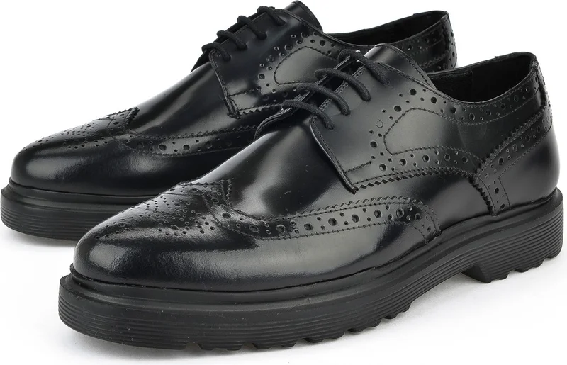 زيا , Men's Genuine Leather Shoes 143423Z1322 Black
