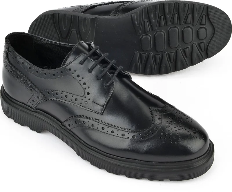 زيا , Men's Genuine Leather Shoes 143423Z1322 Black