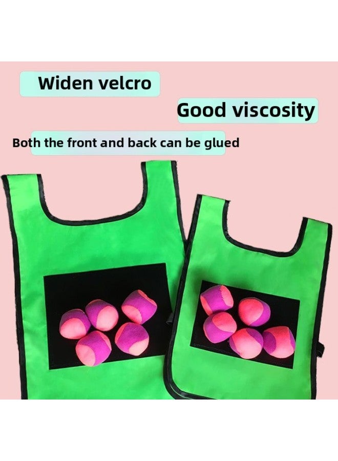 Children's Sticky Jersey Vest Kindergarten Feelings Training Early Education Parent-Child Games Outdoor Sports Equipment Activity Props-Color:Adult Sticky Jersey Pink (free 5 Balls)