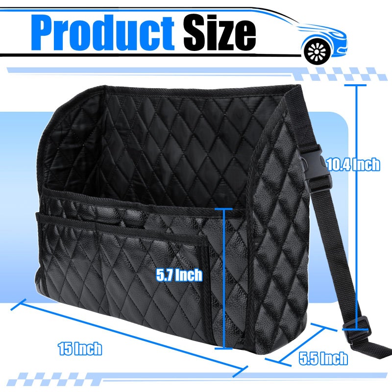 BFXM Car Purse Holder Between Seats, Leather Auto Front Seat Handbag Organizer Pocket, Large Capacity Car Net Pocket Handbag Holder, Backseat Barrier Storage Bag Fits for Car, Truck, SUV - Image 2
