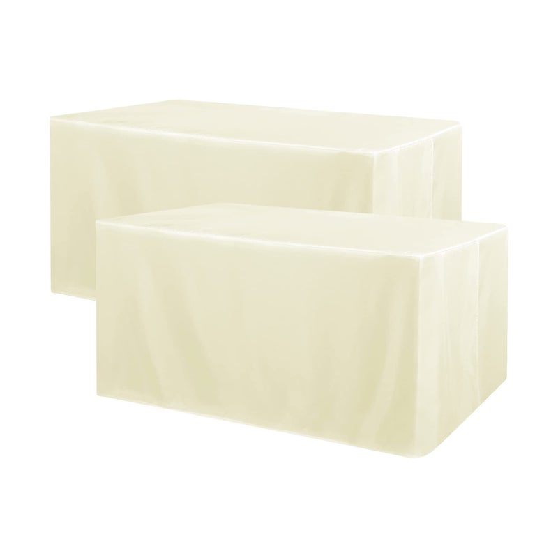 Obstal Obstal 2 Pack Table Clothes for 4 Foot Rectangle Tables  Water Resistant Washable Fabric Polyester Rectangle Table Cover Protector for Wedding Banquet and Trade Shows 48L x 24W x 30H Inches Cream 