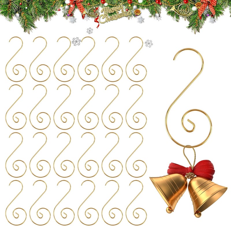 Chffcuh Ornament Hooks, Gold Christmas Ornament Hangers, 100 Pcs Christmas Ornament Hooks, Metal Hooks for Ornaments, Metal Wire Ornaments Hooks Anchors for Xmas Tree Xmas Balls Party Decorations - Image 1
