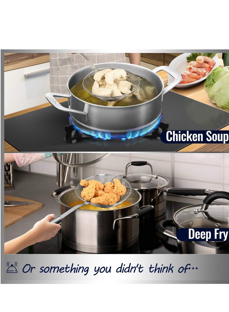 ريد ليف مغرفة مصفاة العنكبوت الصلبة المصنوعة من الفولاذ المقاوم للصدأ - مصفاة سلكية للمطبخ مقاس 5.5 بوصة للمعكرونة - Image 5