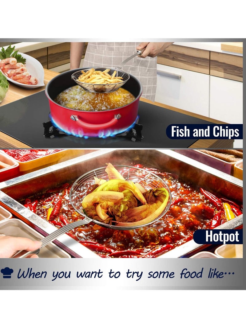 ريد ليف مغرفة مصفاة العنكبوت الصلبة المصنوعة من الفولاذ المقاوم للصدأ - مصفاة سلكية للمطبخ مقاس 5.5 بوصة للمعكرونة - Image 2