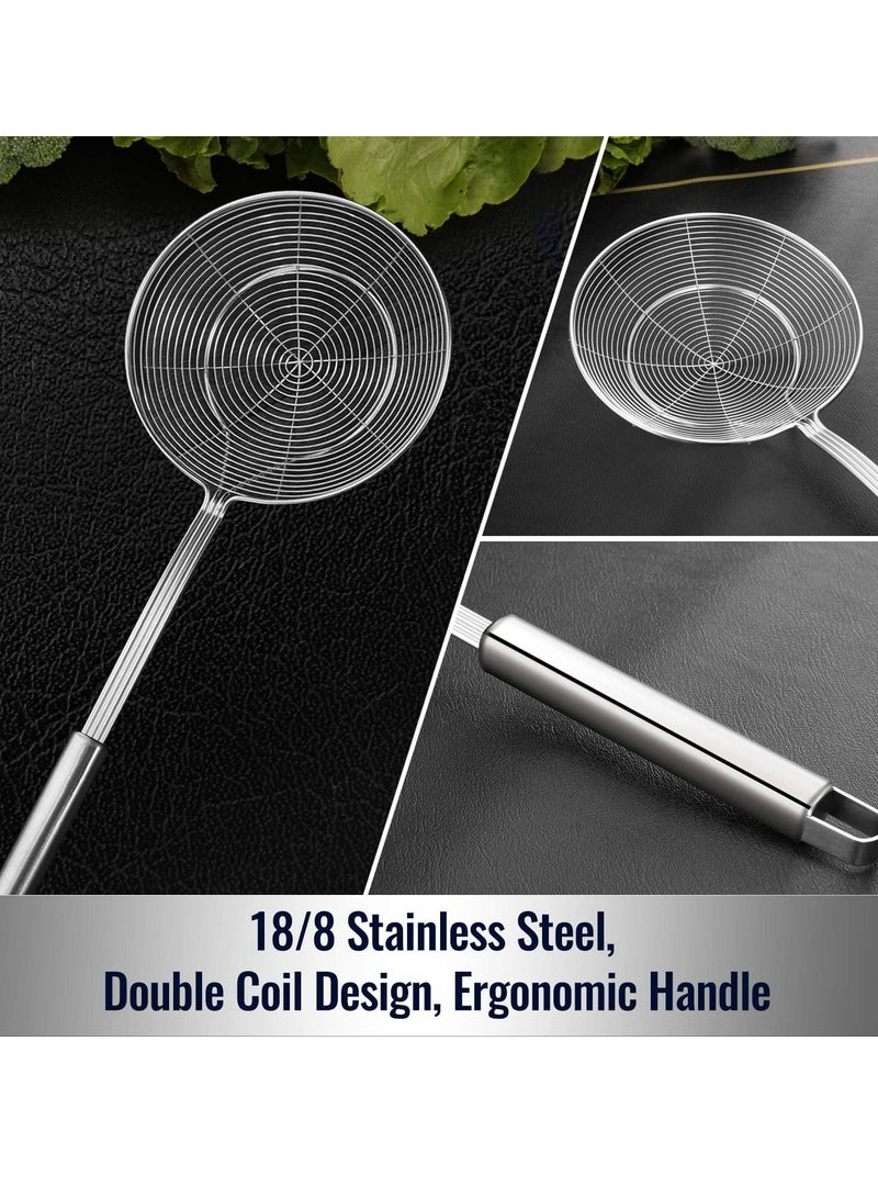 ريد ليف مغرفة مصفاة العنكبوت الصلبة المصنوعة من الفولاذ المقاوم للصدأ - مصفاة سلكية للمطبخ مقاس 5.5 بوصة للمعكرونة - Image 3